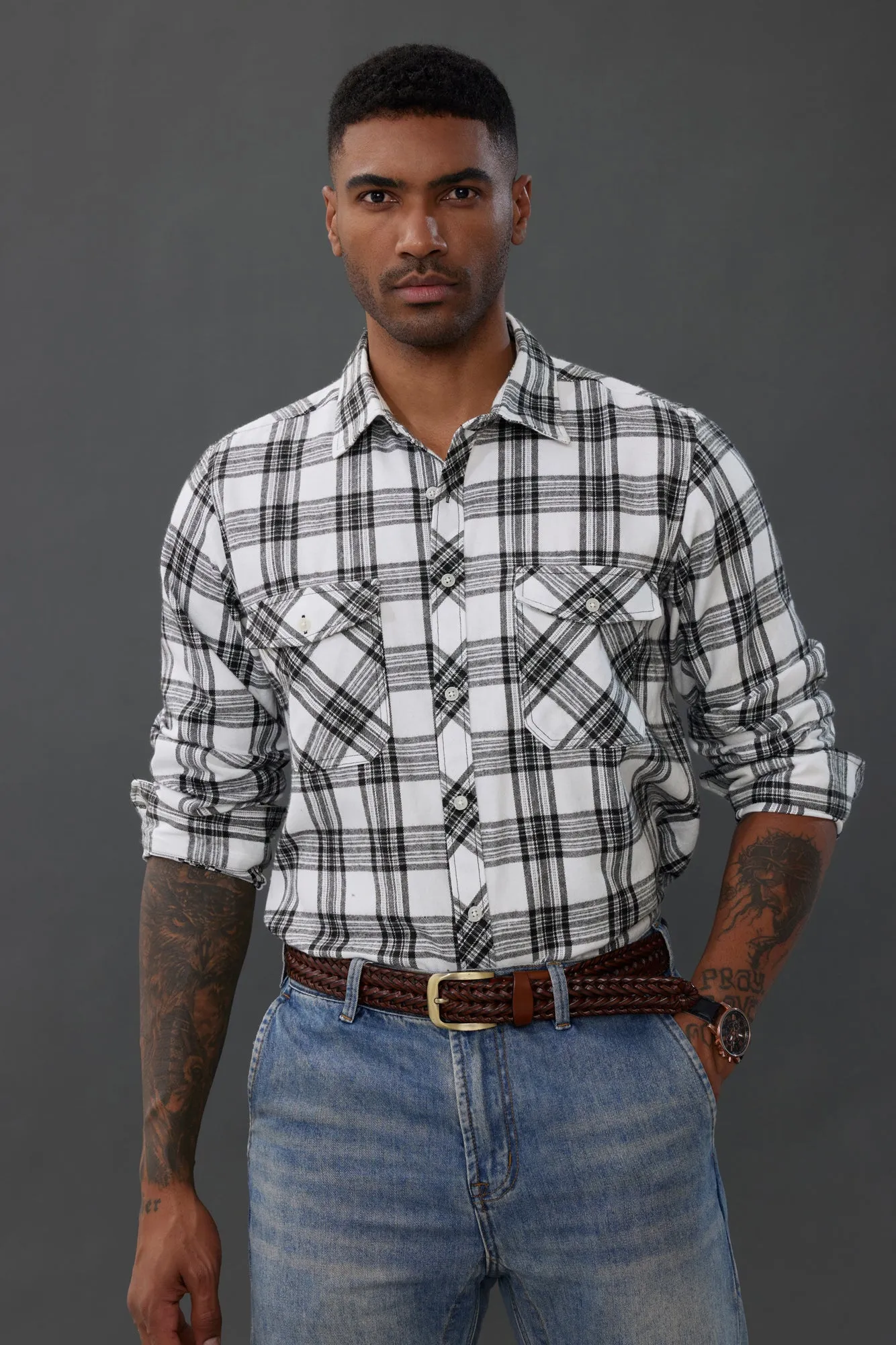 Pj Paul Jones Mens Flannel Button Down Shirts Plaid Casual Regular Fit Long Sleeve Cardigans Shirts