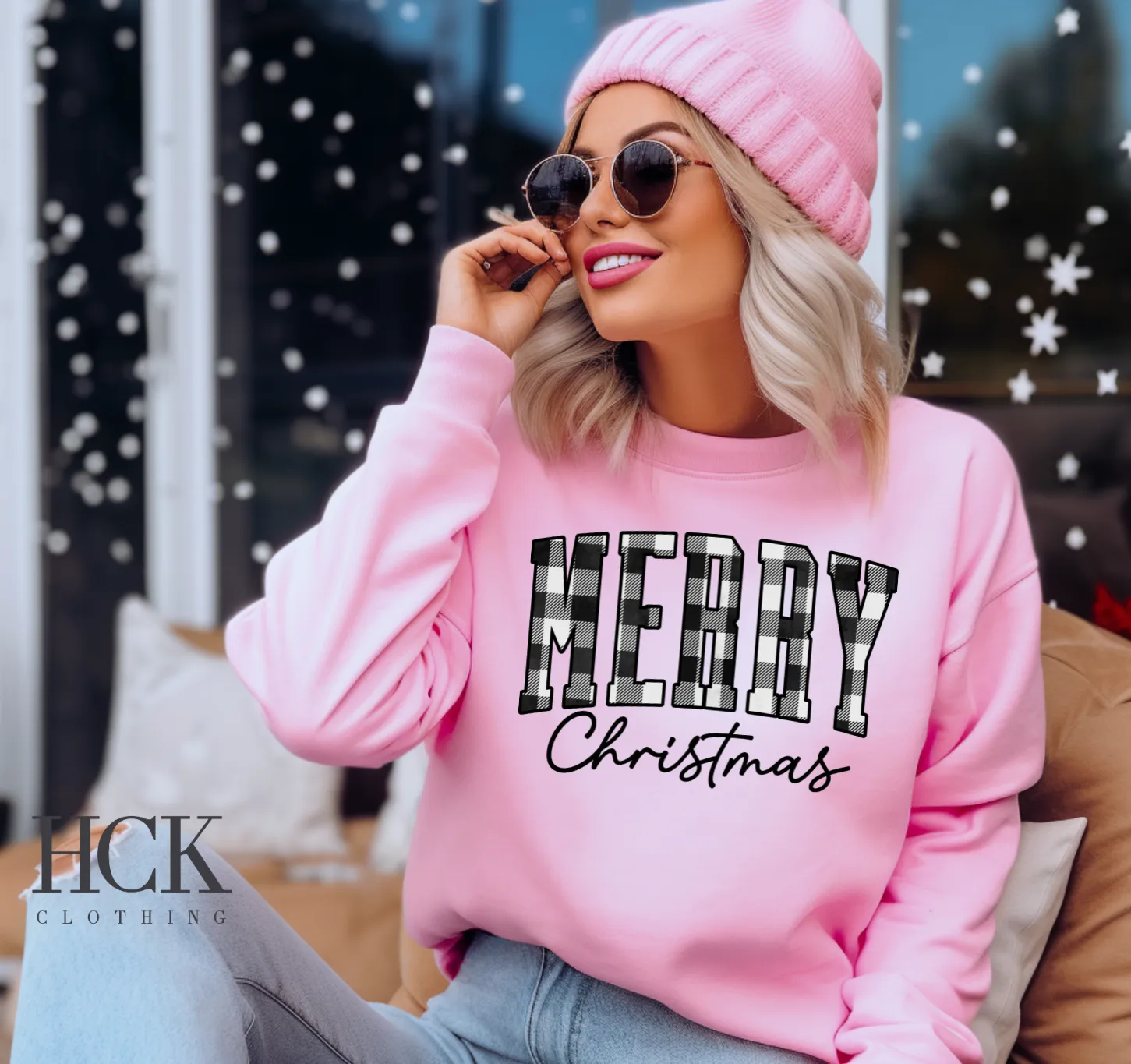 Plaid Merry Crewneck Sweatshirt- 4 DESIGNS & 3 COLORS