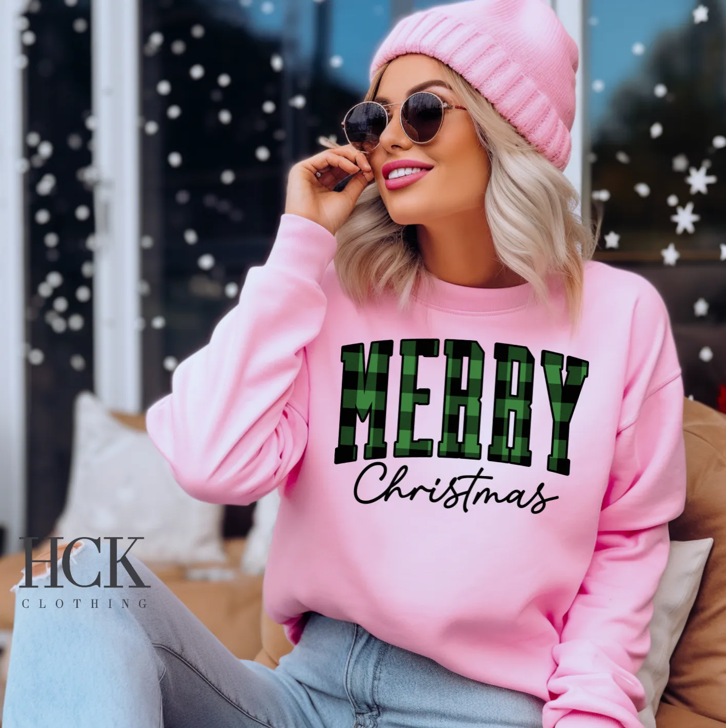 Plaid Merry Crewneck Sweatshirt- 4 DESIGNS & 3 COLORS