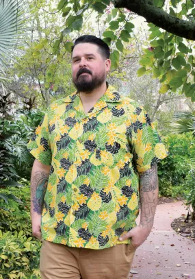 "Final Sale" Palm Jungle Paradise Button-Up Shirt in Green