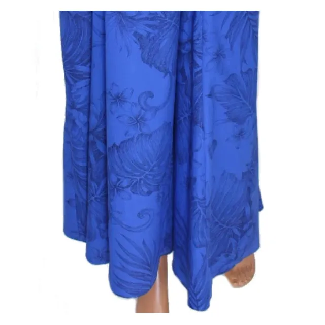 Royal Blue on Blue Hawaiian Print Dress Palem Leaf