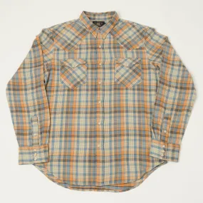 RRL Slim Fit Plaid Twill Western Shirt - Blue/Orange