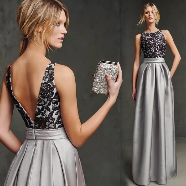 sd-hk Elegant Sleeveless Long Party Gown Grey