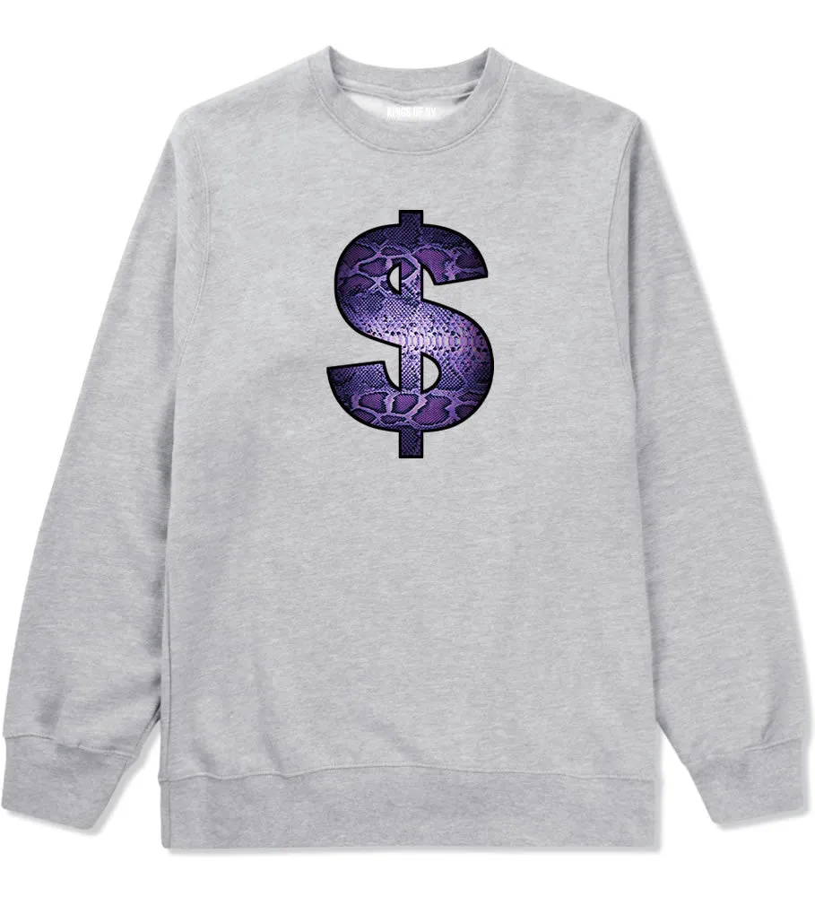 Snakeskin Money Sign Purple Animal Print Boys Kids Crewneck Sweatshirt