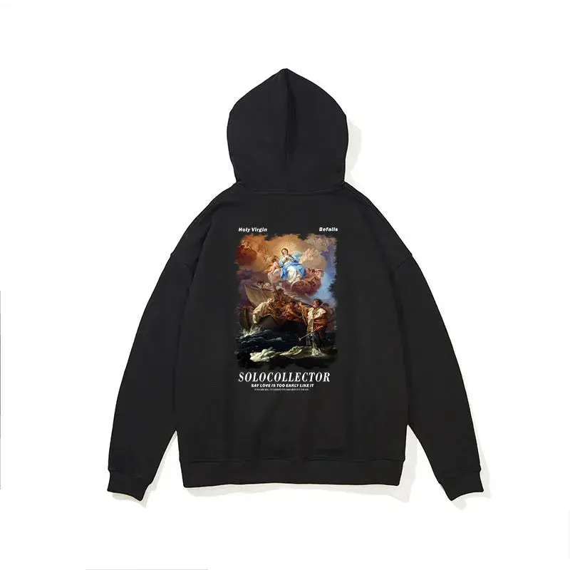 Solo Collector Printed  Drawstring Pullover Hoodie Sweatshirt Men