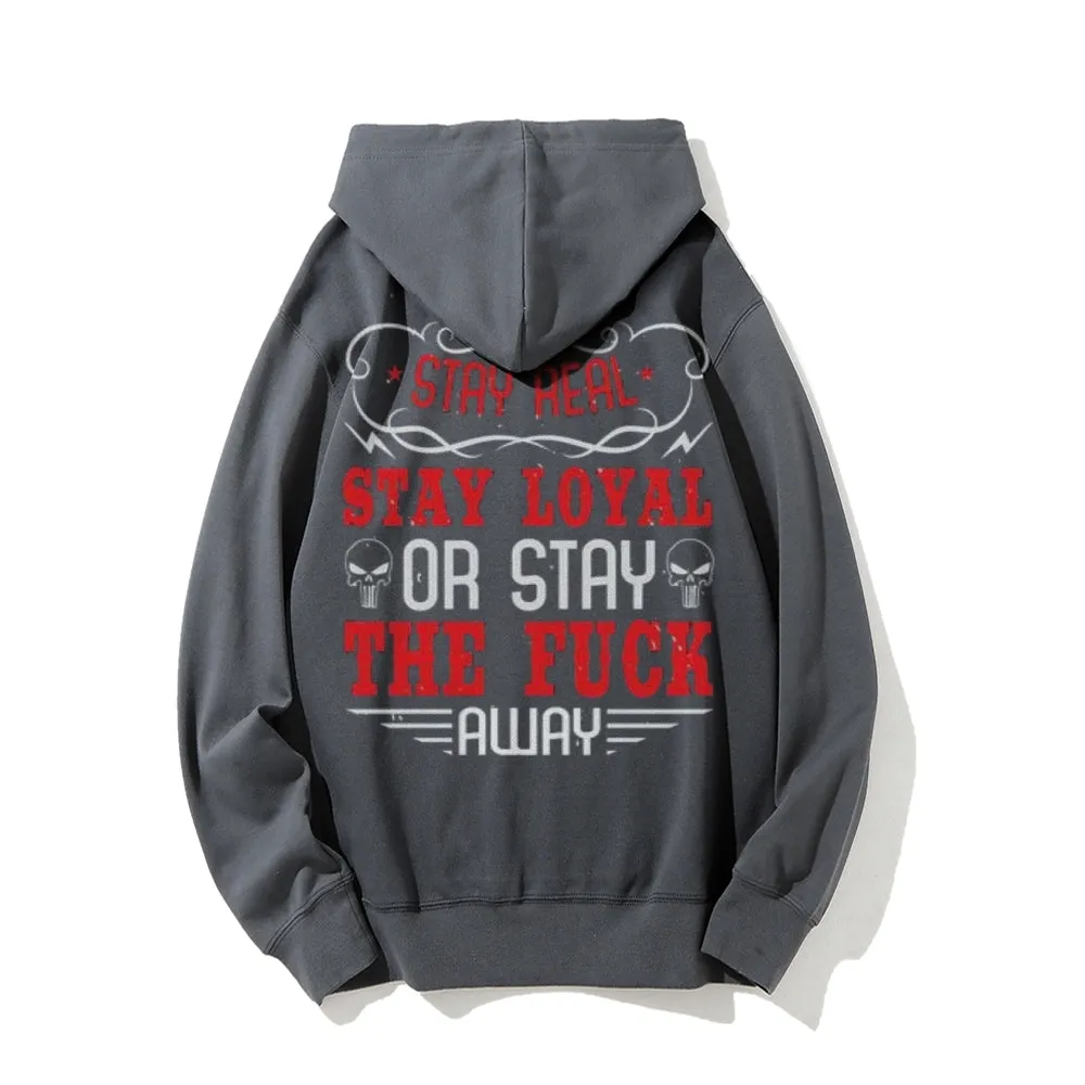 Stay Real Funny Letter Graphic Pullover With Kangaroo Pocket Hoodies