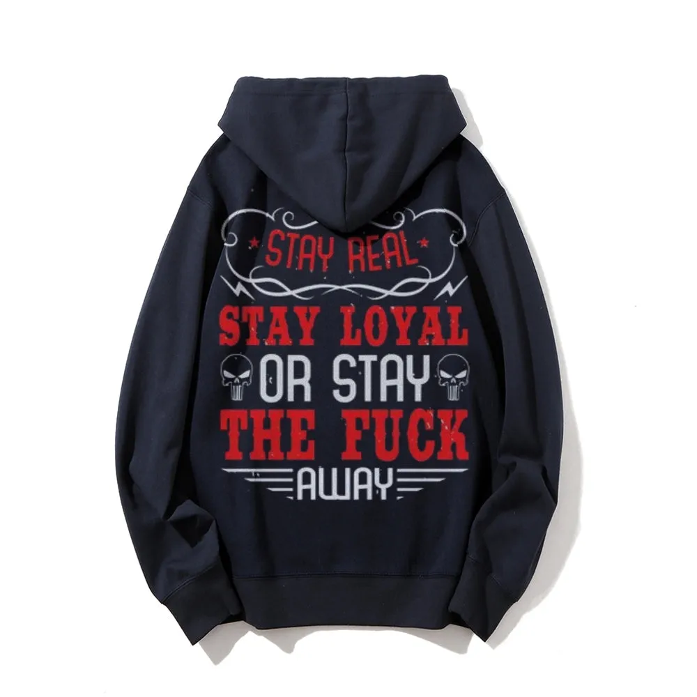 Stay Real Funny Letter Graphic Pullover With Kangaroo Pocket Hoodies