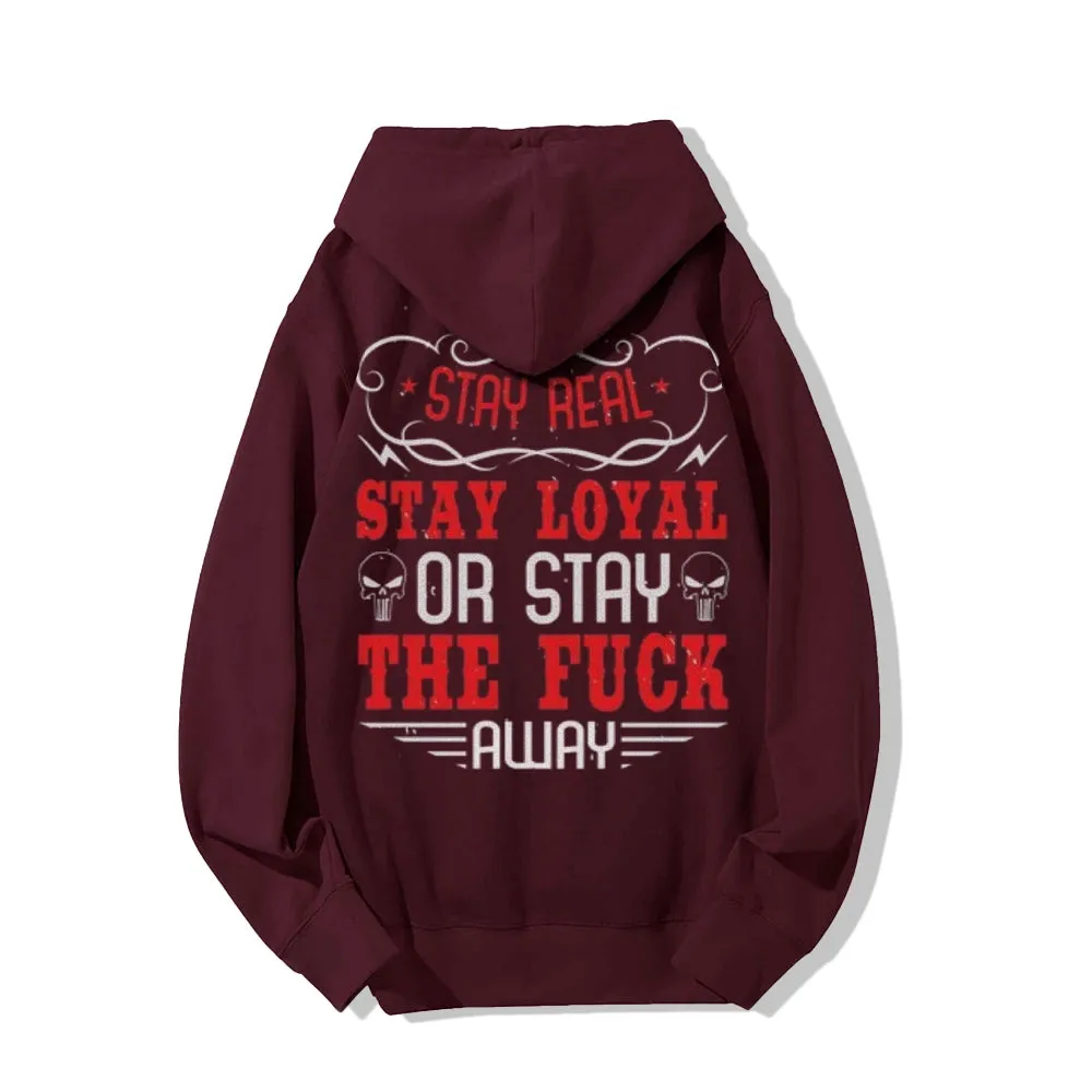 Stay Real Funny Letter Graphic Pullover With Kangaroo Pocket Hoodies