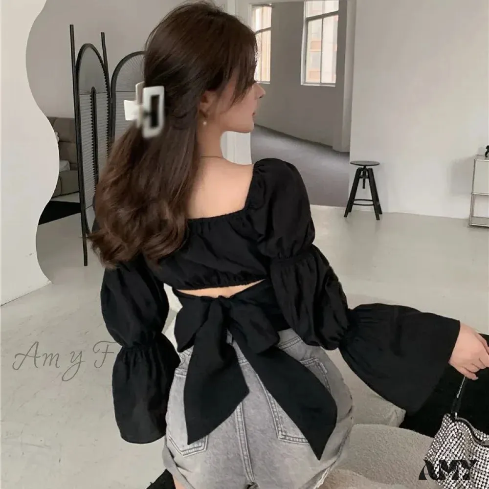 Summer Elegant Casual Backless Bow Sweeys Blouse