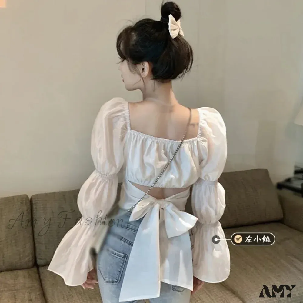 Summer Elegant Casual Backless Bow Sweeys Blouse