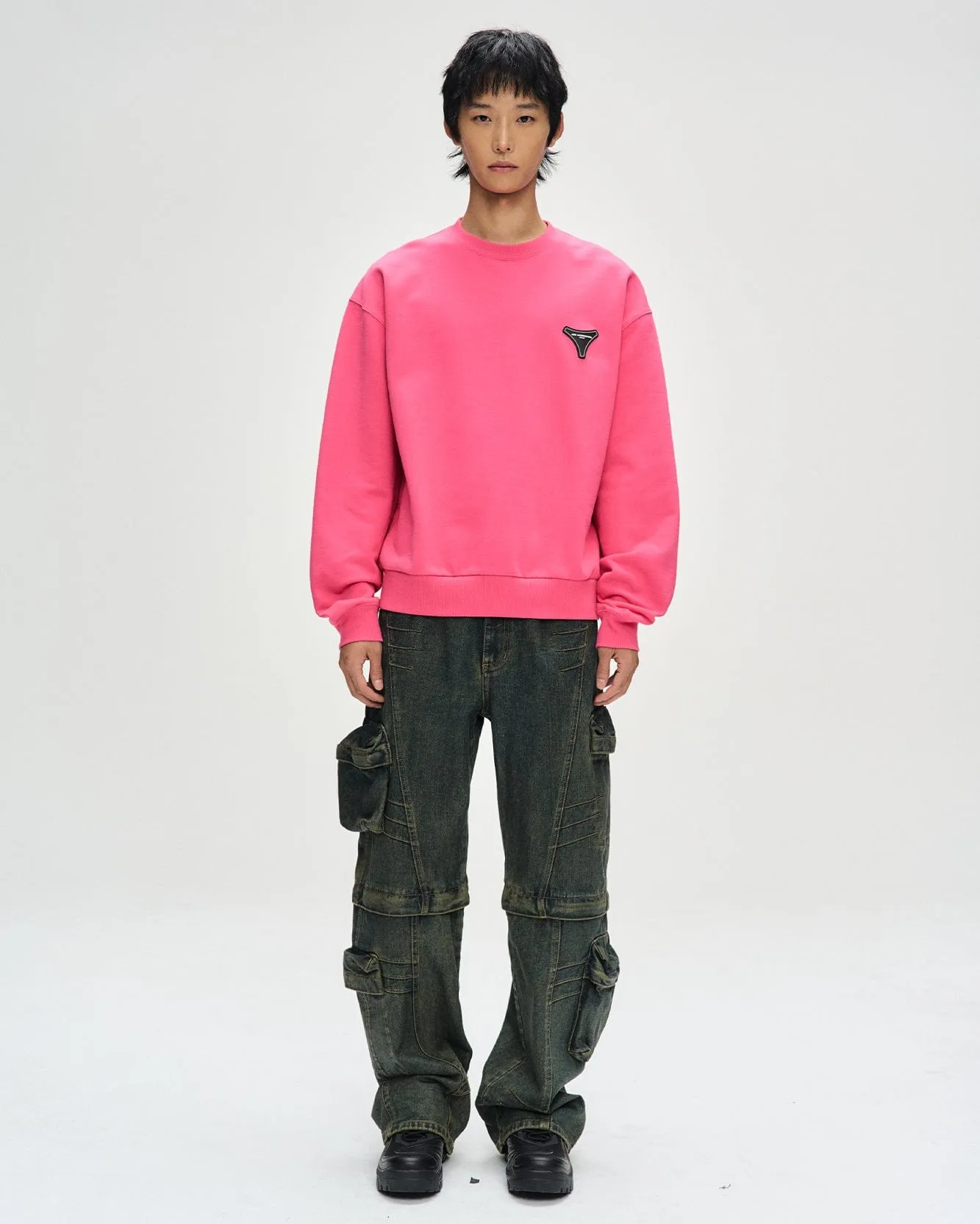 UNISEX STOOL PATCH LOGO SWEATSHIRTS atb1272u(PINK)