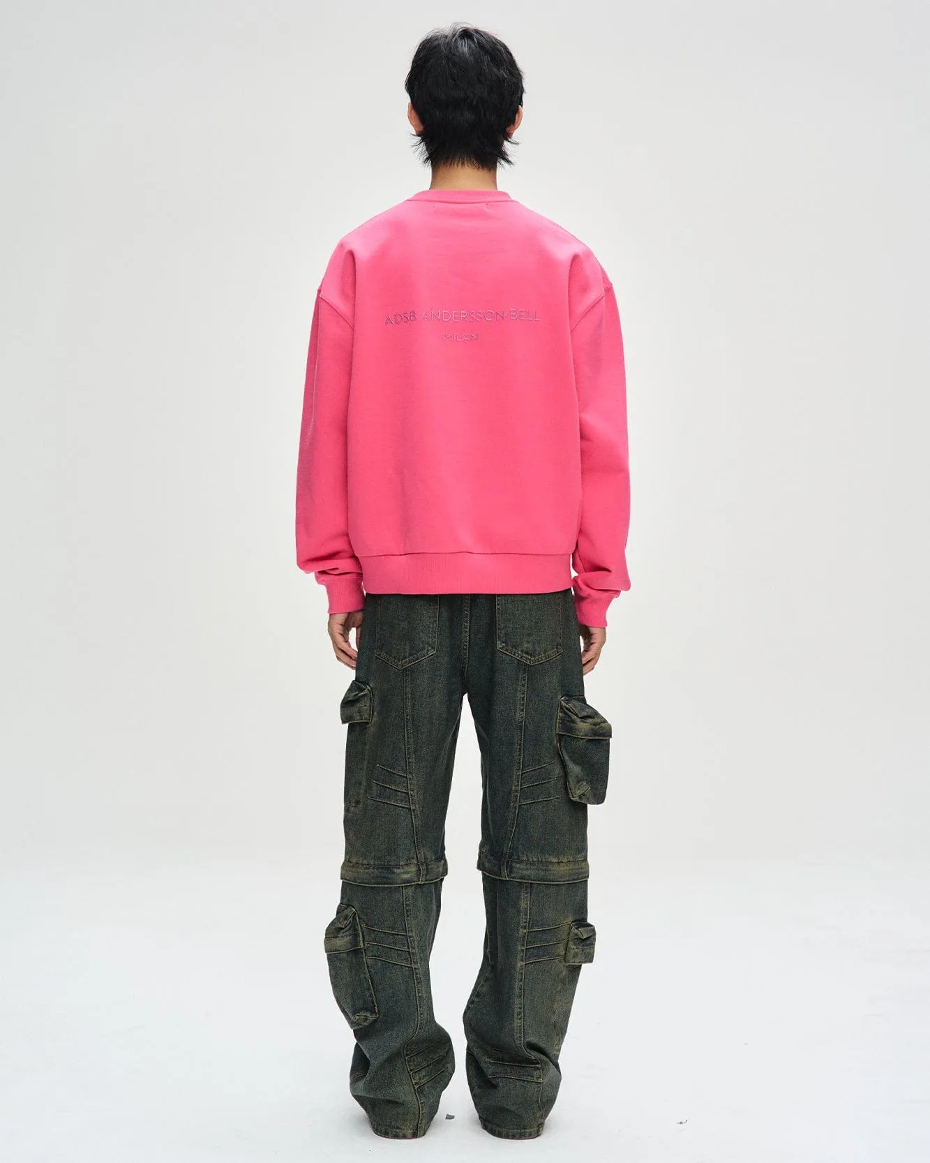 UNISEX STOOL PATCH LOGO SWEATSHIRTS atb1272u(PINK)