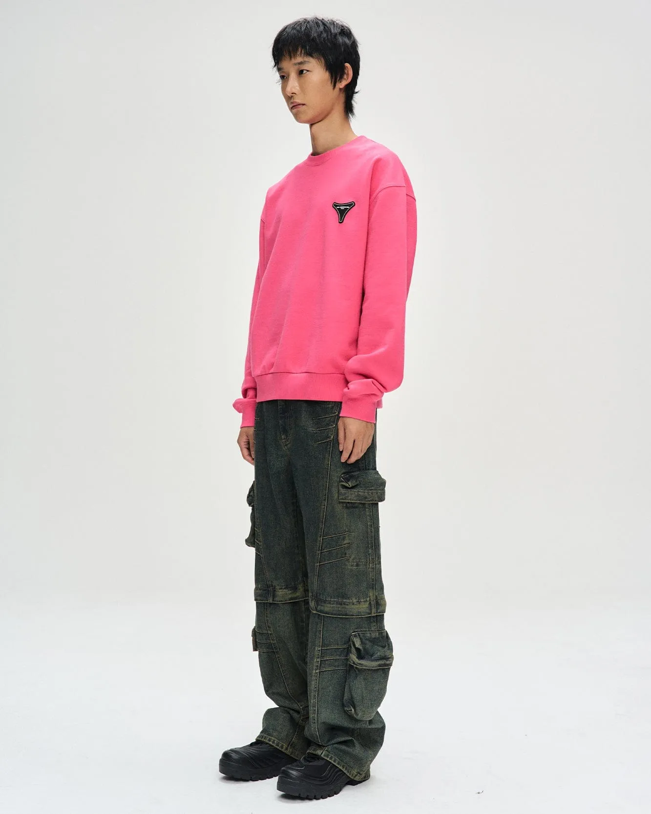 UNISEX STOOL PATCH LOGO SWEATSHIRTS atb1272u(PINK)