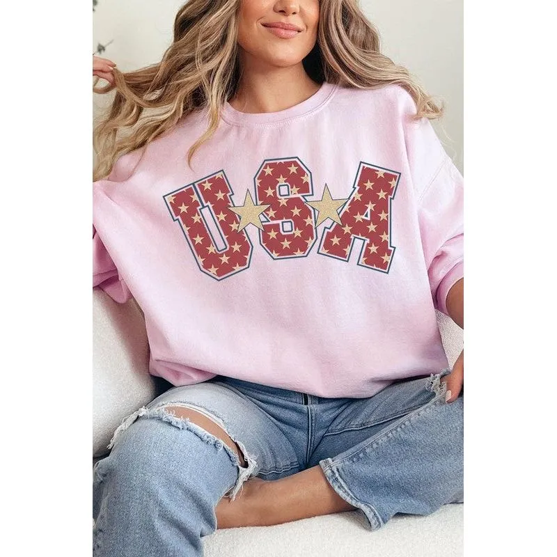 USA Star America Oversized Graphic Sweatshirt