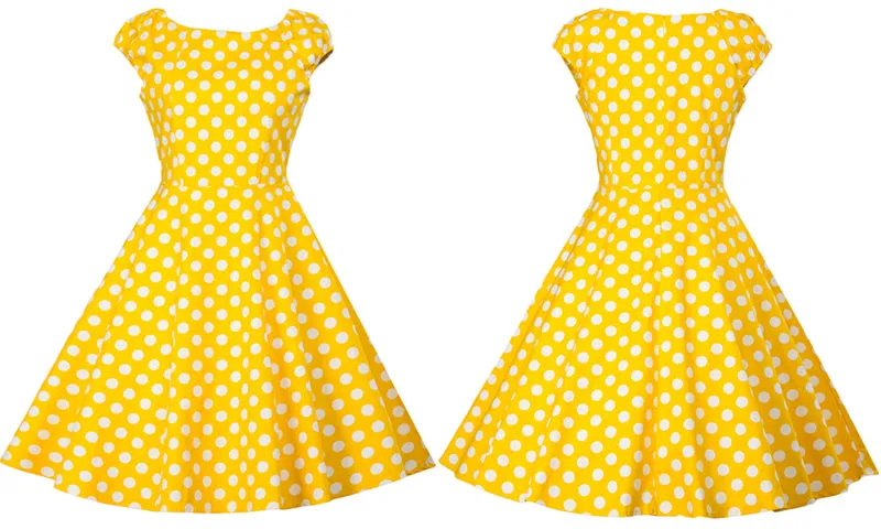 VenusFox Vintage Polka Dot Yellow Dress