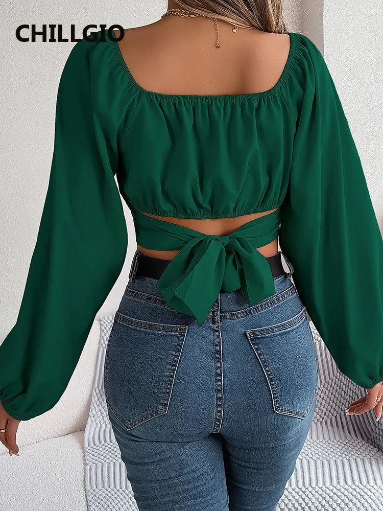 White Bow Korean Elegant Crop Tops Blouses