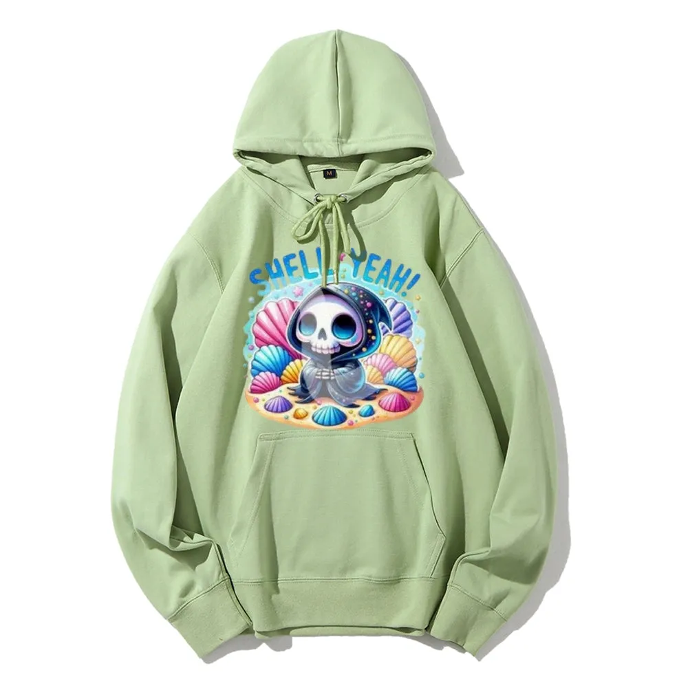 Women Cute Skeleton with Shell Graphic Hoodies