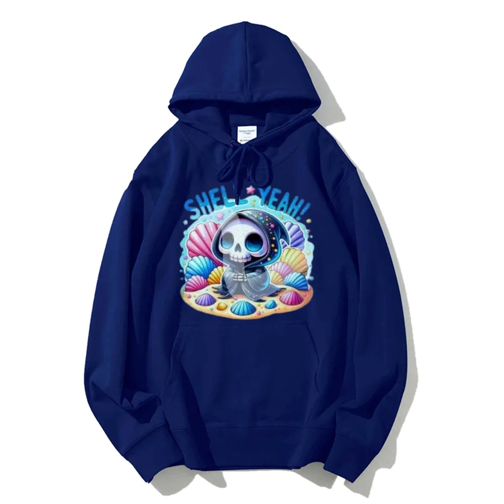 Women Cute Skeleton with Shell Graphic Hoodies