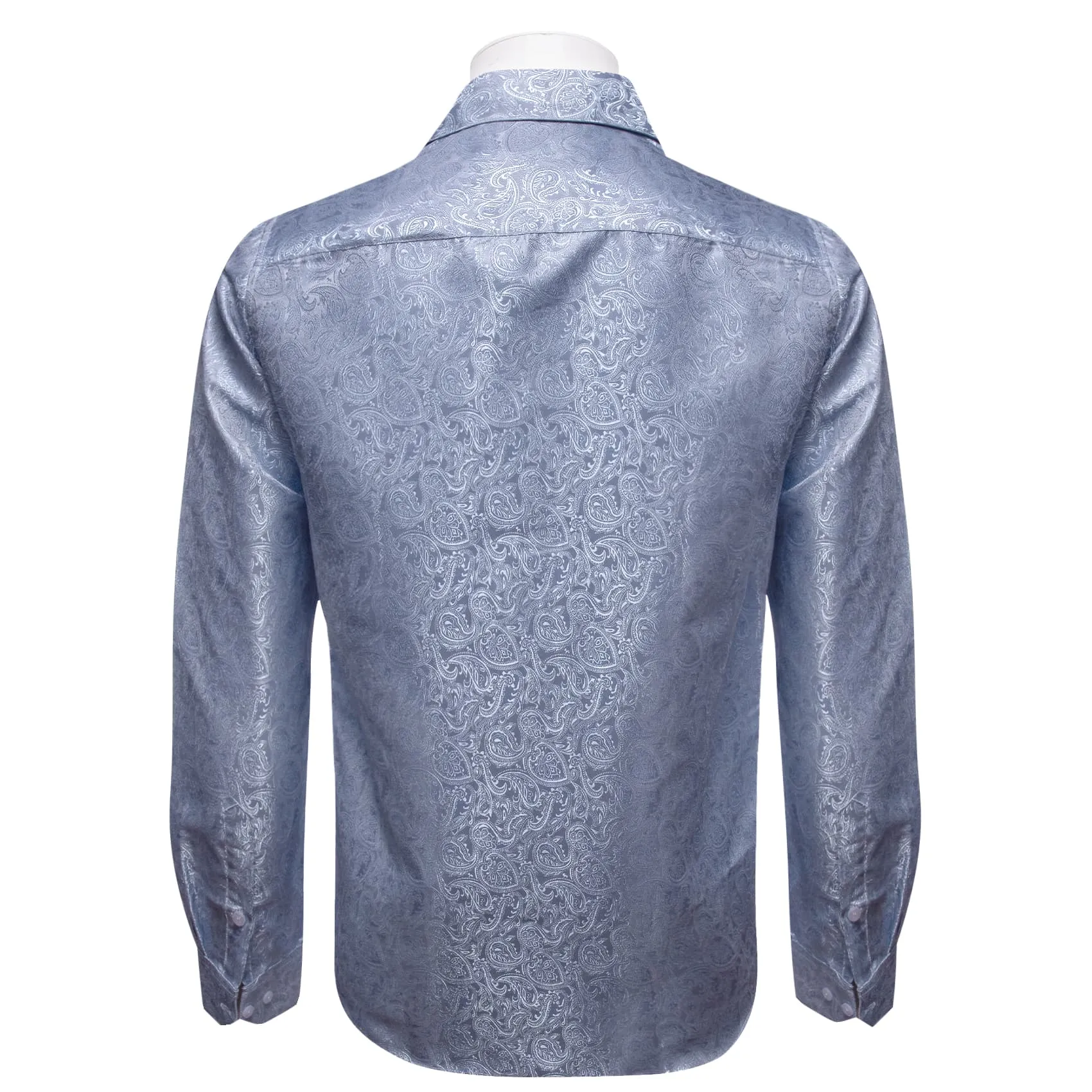 YourTies Lavender Grey Paisley Shirt Silk Men's Long Sleeve Shirts